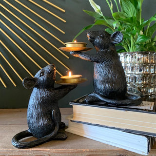Pair of Black Mice Candle Holders