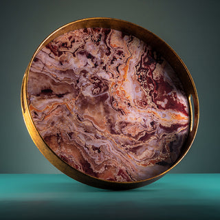 Plum & Gold Marble Effect Tray