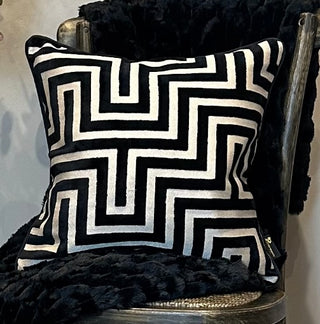 Black Velvet Abstract Patterned Cushion