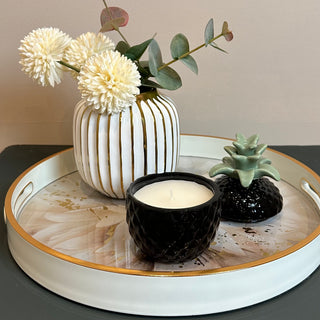 Black Ceramic Pineapple with Candle