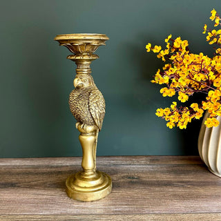 Antique Finish Gold Parrot Candle Holder