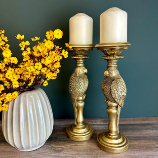 Antique Finish Gold Parrot Candle Holder