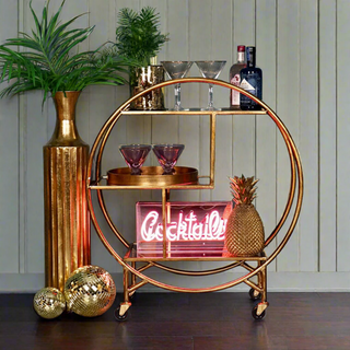 Antique Gold Art Deco Drinks Trolley Cart