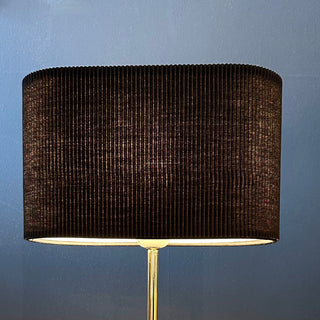 Gold Table Lamp with Black Ribbed Shade