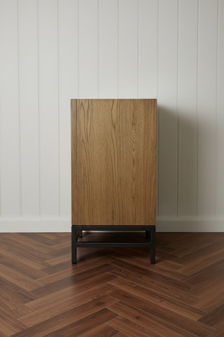 2 Door Wooden Cabinet with Grooved Doors