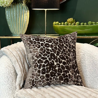 Chocolate and Cream Leopard Print Velvet Cushion