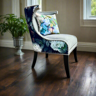 Floral Print Velvet Accent Chair