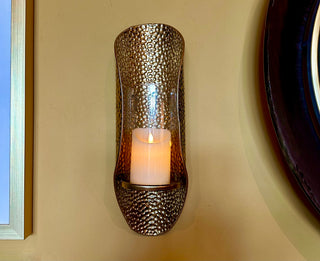 Gold Metal Wall Candle Holder