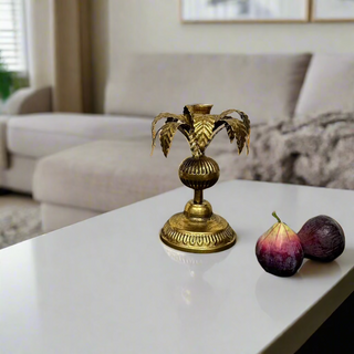 Gold Palm Tree Candle Holder