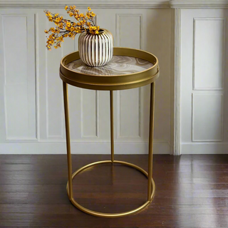 White and Gold Swirl Tray Table