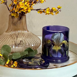 Iris and Tonka Bean Scented Candle in Glass Holder