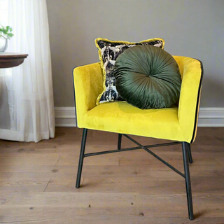 Mustard Yellow Piped Edge Club Chair