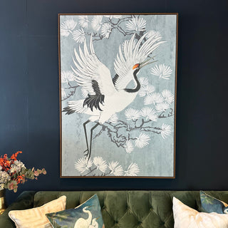 Crane in Flight on Large Canvas