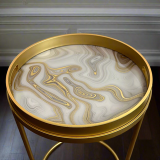 White and Gold Swirl Tray Table