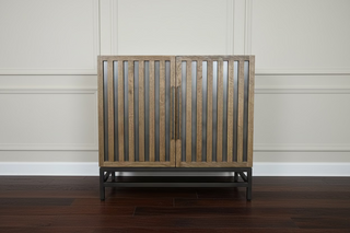 2 Door Wooden Cabinet with Grooved Doors