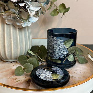 Hydrangea And Jasmine Scented  Candle in Glass Candle Holder