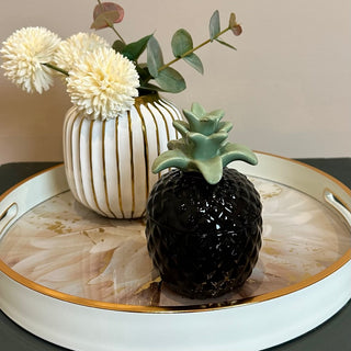 Black Ceramic Pineapple with Candle