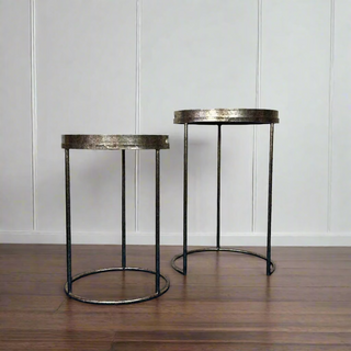 Set of 2 Oval 'Oriental' Mirror Top Tray Tables