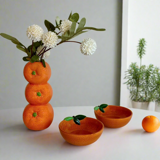 Ceramic Orange Storage Dish Set of 2