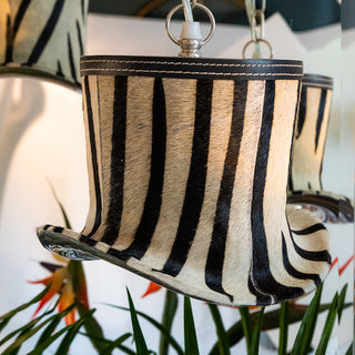 Zebra Print Top Hat Pendant Light