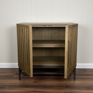 2 Door Wooden Cabinet with Grooved Doors