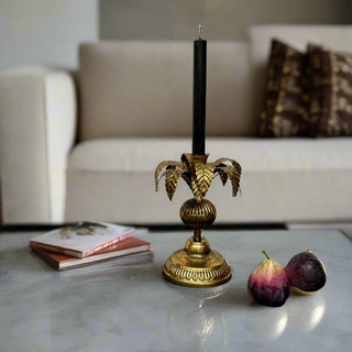 Gold Palm Tree Candle Holder