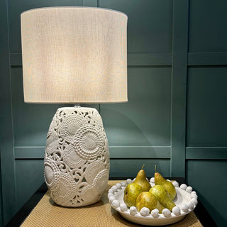 White Ceramic Cut Out Pattern Lamp