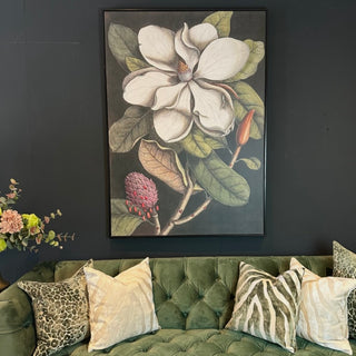 Magnolia Print on Black Canvas- Large