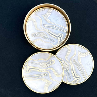 White and Gold Marble Effect Coasters