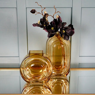 Round Amber Glass Vase