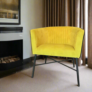 Mustard Yellow Piped Edge Club Chair