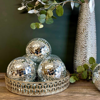 Mini Silver Glitterballs  (Set of 2)