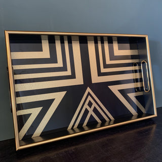 Tray in Black and Gold Art Deco Style