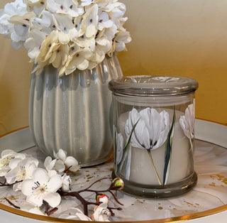White Tulip and Bergamot Candle in Glass Holder