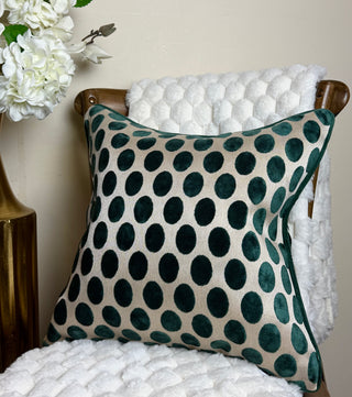 Green Velvet Dotty Cushion