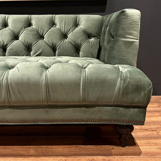 Sage Green Velvet Studded Sofa