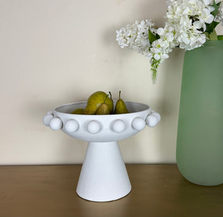 White Bobble Edged Pedestal Bowl