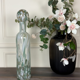Green & White Speckled Glass Bottles - Set of 2