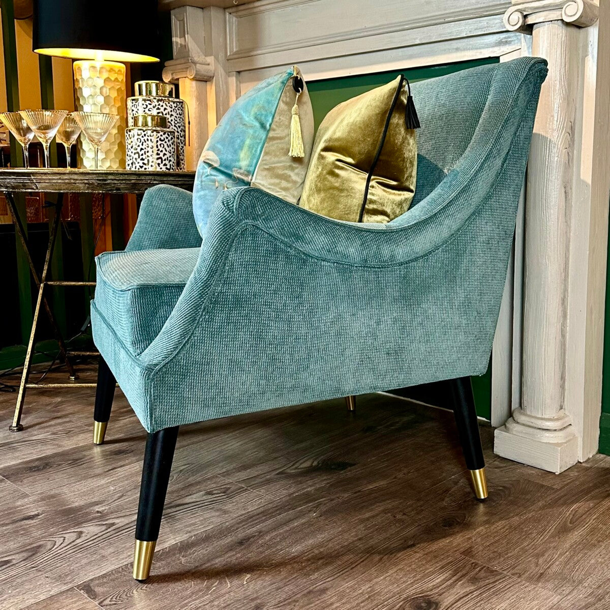 Blue Velvet Cord Chair – Margo Plum