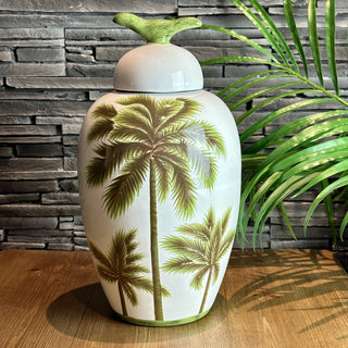 Lidded Jar with Palm Trees