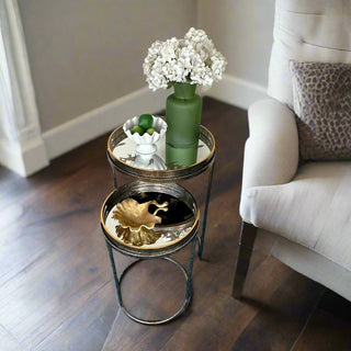 Set of 2 Mirror Top Tray Tables - Swallow