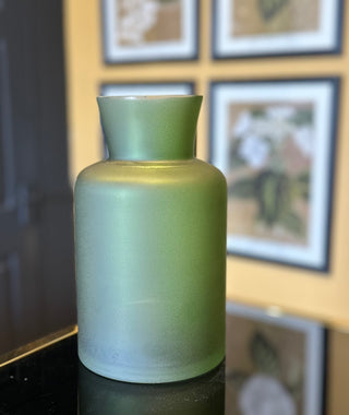 Green Satin Finish Glass Vase