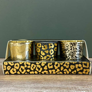 Mini Scented Glass Candles with Glamorous Gold Leopard Print (Gift Set of 3)