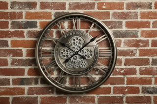 Brushed Antique Silver Large Wall Clock