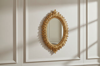 Gold Oval Mirror With Wide Ornate Frame